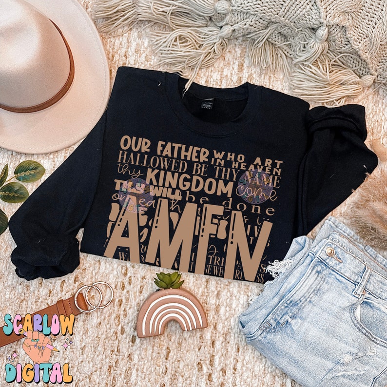 The Lord's Prayer PNG Digital Design Download, amen png, jesus png, christian png, pray png, bible verse png, single color png, retro png bild 5