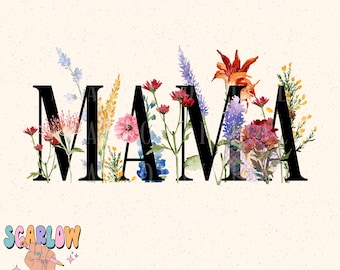Floral Mama PNG Digital Design, mama flowers png, simple mama designs, trendy mom png, png for women, mom design, retro png, cottagecore png