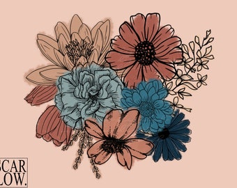 Floral Bouquet PNG sublimation design download, watercolor floral png, watercolor png, elegant png, little girl png, png for women, flowers