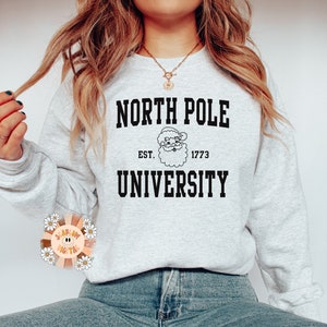 North Pole University SVG-Christmas Digital Design Download-Christmas SVG, Santa Claus png, North Pole sublimation, varsity letters SVG