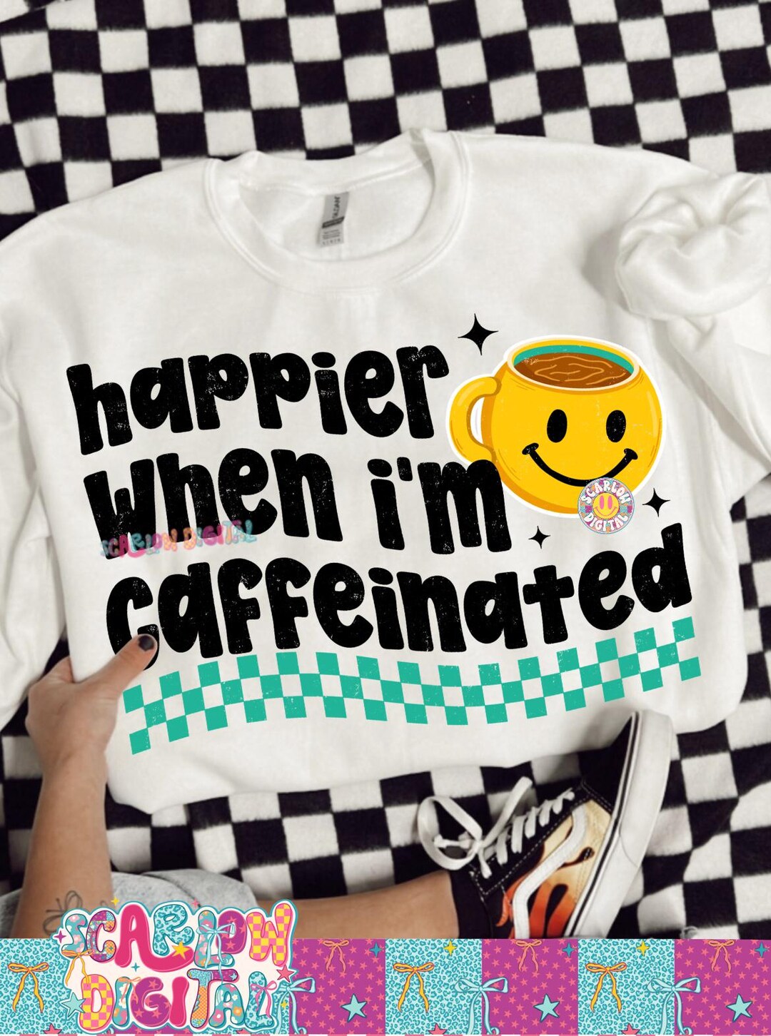 Happier When I’m Caffeinated PNG | Funny Coffee Quote Shirt Design ...