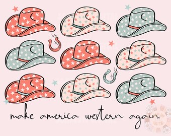 Make America Western Again PNG-July 4th Sublimation Digital Design Download-cowboy hat png, stars and stripes png, patriotic png, cowboy png
