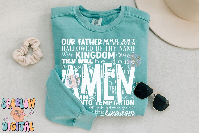The Lord's Prayer PNG Digital Design Download, amen png, jesus png, christian png, pray png, bible verse png, single color png, retro png bild 6
