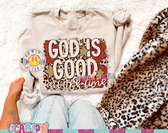 God is Good All the Time PNG Digital Design, leopard print png, roses png, Christian png, Jesus png, faith based designs, bible verse png