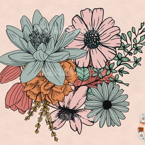 Floral Bouquet PNG sublimation design download, watercolor floral png, watercolor png, elegant png, little girl png, png for women, flowers