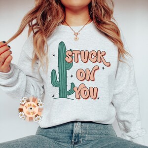 Stuck on You PNG-Valentine’s Day Sublimation Digital Design Download-western png, cactus png, cowboy valentine png, png for boys, vday png bild 2
