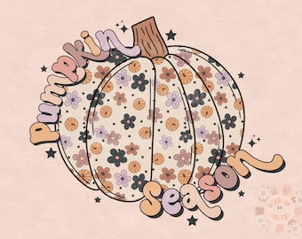 Pumpkin Season PNG-Fall Sublimation Digital Design Download-floral pumpkin png, fall florals png, boho pumpkin png, fall girl png designs