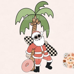Surfing Santa Claus PNG-Christmas Sublimation Digital Design Download-Christmas in July png, summer png, santa sublimation, Christmas png