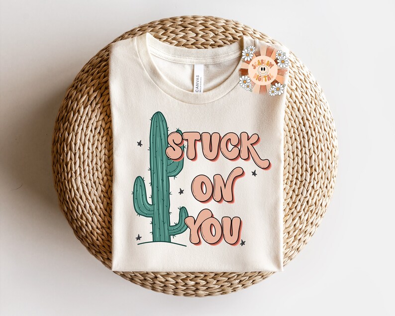 Stuck on You PNG-Valentine’s Day Sublimation Digital Design Download-western png, cactus png, cowboy valentine png, png for boys, vday png bild 4