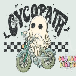 Cycopath PNG-Halloween Sublimation Digital Design Download-bicycle png, ghost png, spooky season png, vintage png, trendy halloween png