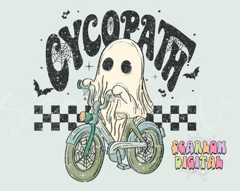 Cycopath PNG-Halloween Sublimation Digital Design Download-bicycle png, ghost png, spooky season png, vintage png, trendy halloween png