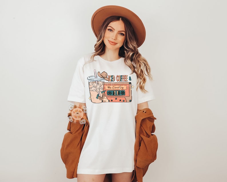 Iced Coffee and 90s Country PNG-Western Sublimation Digital Design Download-country music png, cowgirl png, cowboy png, adult png design image 3