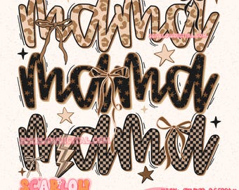 Leopard Rocker Mama PNG Digital Design, checkered mama png, retro mama png, png for moms, grunge mama png, edgy mama png, trendy mom designs