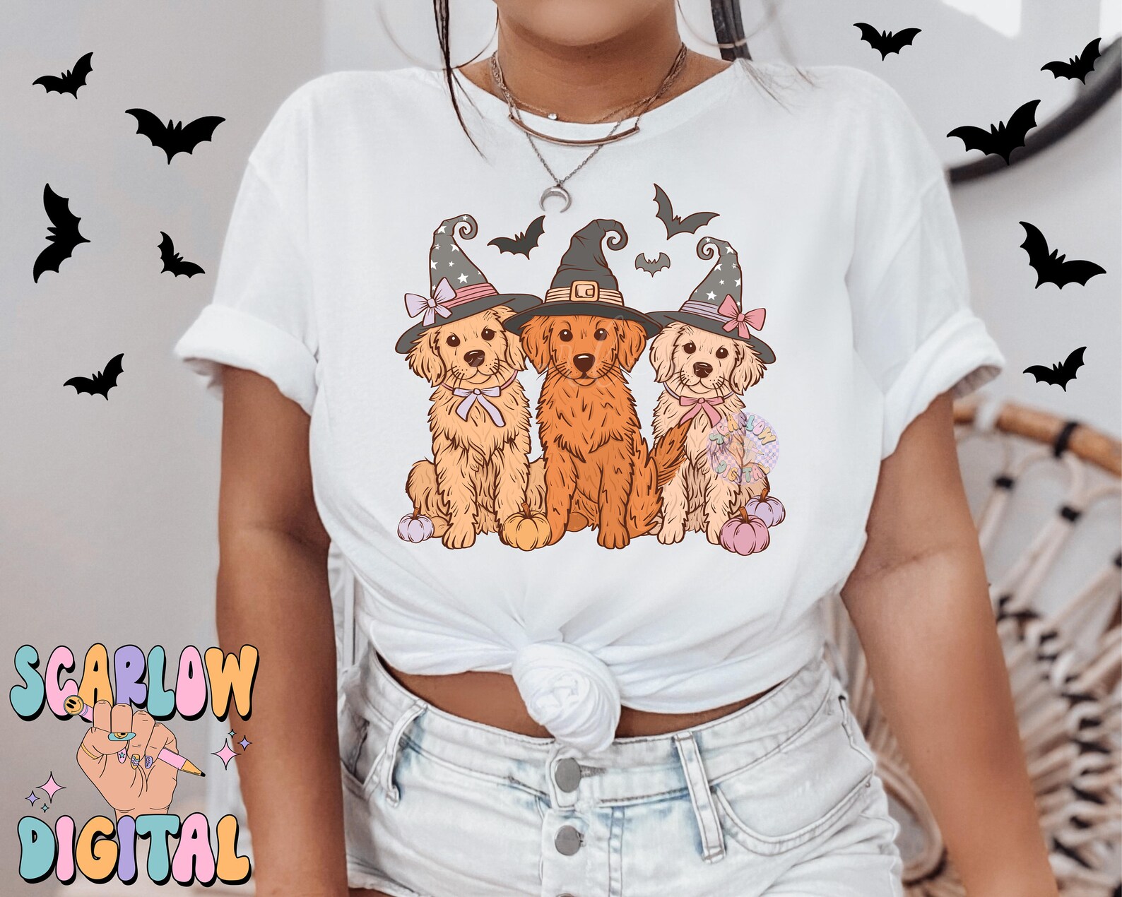 Spooky Dogs PNG Digital Design Download, Halloween Png, Golden ...