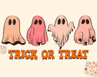 Trick or Treat PNG-Halloween Sublimation Digital Design Download-spooky season png, ghost png, boho ghost png, vintage halloween png