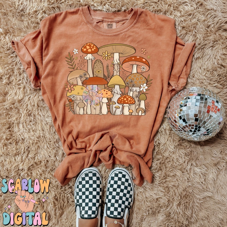 Mushrooms PNG Digital Design Download, No Words Png, Cottagecore Png