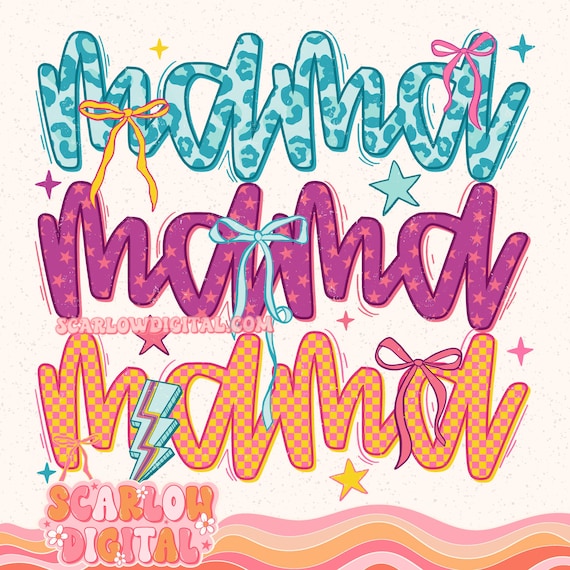 Retro Mama PNG Digital Design, bows png, coquette mama png, leopard mama png, checkered mama png, png for moms, mama tshirt png, trendy png