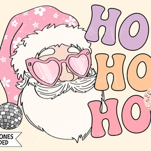 Ho Ho Ho PNG-Christmas Sublimation Digital Design Download-disco santa claus png, retro santa png, groovy christmas png, hippie santa png