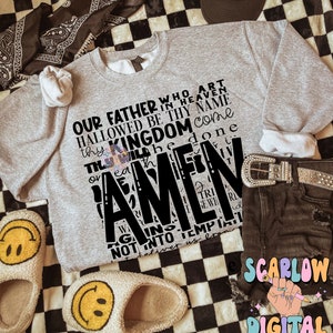 The Lord's Prayer PNG Digital Design Download, amen png, jesus png, christian png, pray png, bible verse png, single color png, retro png bild 3