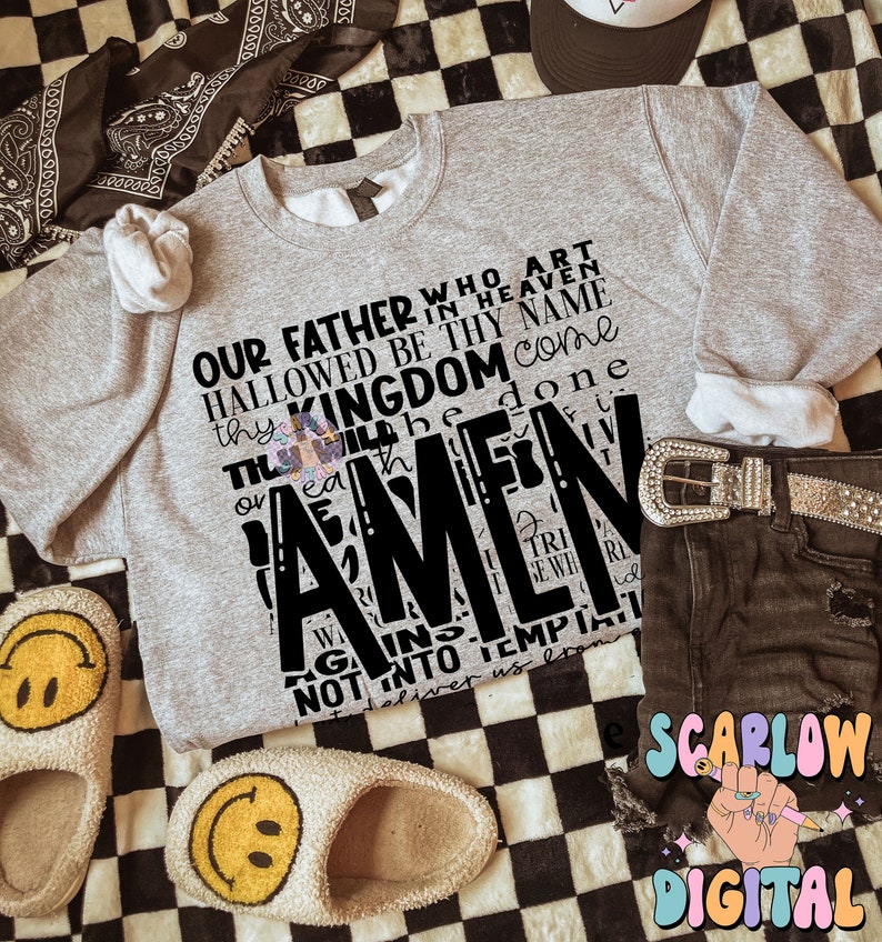 The Lord's Prayer PNG Digital Design Download, amen png, jesus png, christian png, pray png, bible verse png, single color png, retro png bild 3