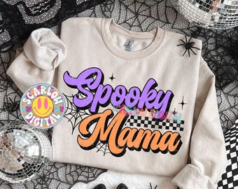 Spooky Mama PNG Digital Design, retro halloween png, halloween mama png, png for moms, fall mama png, spooky season png, mama mini png file