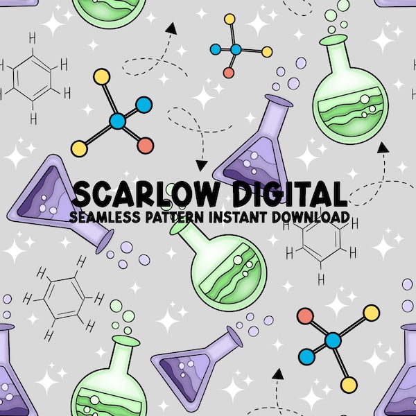 Science Experiment Seamless Sublimation File Digital Design Download, science nerd seamless, back to school digital paper, science teacher