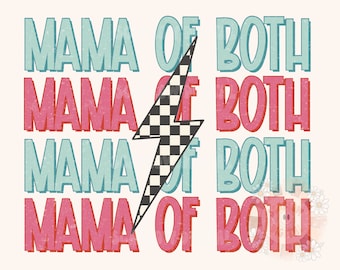 Mama of Both PNG Sublimation Digital Design Download-mother of boys png, mother of girls png, mommy png, Mother’s Day png, stars png design