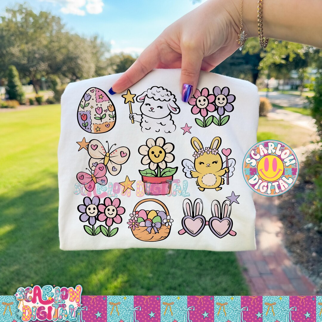 Easter and Spring Doodles PNG Digital Design - Etsy
