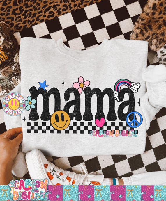 Retro Mama PNG - Colorful Grunge Mom Design (Digital Download)