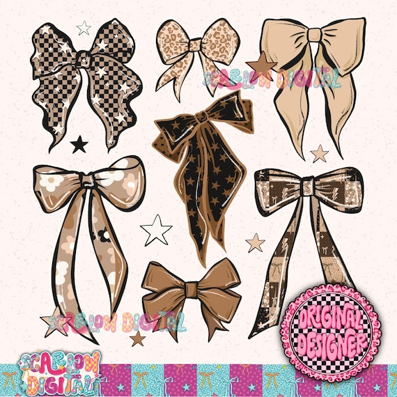 Leopard Print Bows PNG Digital Design, no words png, checkered png, retro png, coquette png, girl designs, pretty png, trendy png, women png
