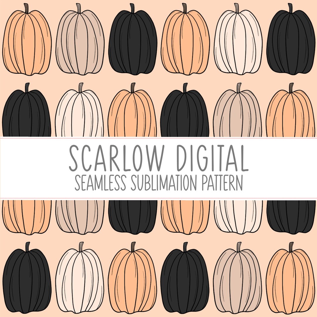 Fall Pumpkin Seamless Pattern for Sublimation or Prints, Fall Seamless ...