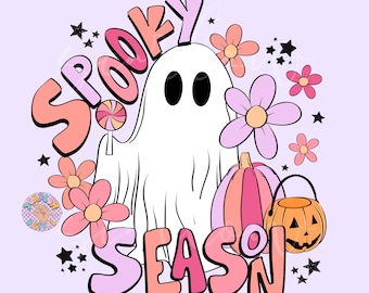 Spooky Season PNG-Halloween Sublimation Digital Design Download-ghost png, floral ghost png, girly halloween png, cute ghost png designs