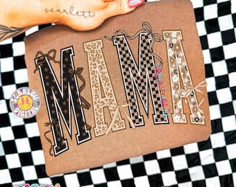Leopard Rocker Mama PNG Digital Design, checkered mama png, retro mama png, png for moms, grunge mama png, edgy mama png, trendy mom designs