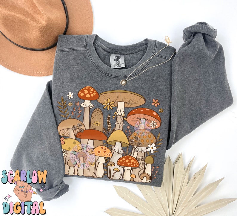 Mushrooms PNG Digital Design Download, No Words Png, Cottagecore Png