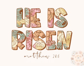 He is Risen PNG-Easter Sublimation Digital Design Download-christian png, bible verse png, christian easter png, spring florals png designs