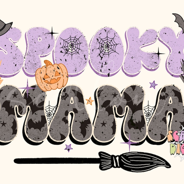 Spooky Mama PNG-Halloween Sublimation Digital Design Download-bats png, spooky season png, mom and me png, png for mom, pumpkins png design