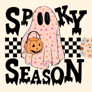 Spooky Season PNG-Halloween Sublimation Digital Design Download-cute ghost png, little girl png, spooky girl png, trendy png, pumpkin png bild 1