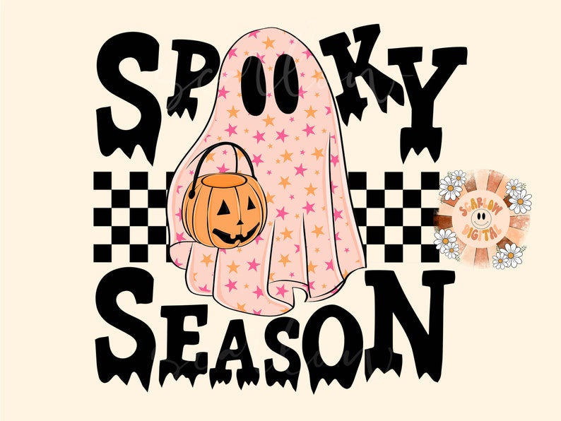 Spooky Season PNG-Halloween Sublimation Digital Design Download-cute ghost png, little girl png, spooky girl png, trendy png, pumpkin png bild 1