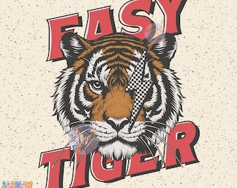 Easy Tiger PNG Digital Design Download, grunge png, edgy png, lightening bolt png, checkers png, mens png, unisex png, png designs for women