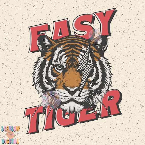 Easy Tiger PNG Digital Design Download, grunge png, edgy png, lightening bolt png, checkers png, mens png, unisex png, png designs for women