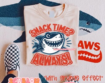 Snack Time Always PNG Digital Design, boy summer png, little boy png, shark png, summertime png, trendy designs, popular png, boy shirt png