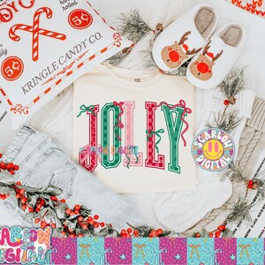 Jolly with Bows PNG Digital Design, Christmas png, retro christmas designs, coquette bows png, traditional xmas png, christmas girl designs bild 2
