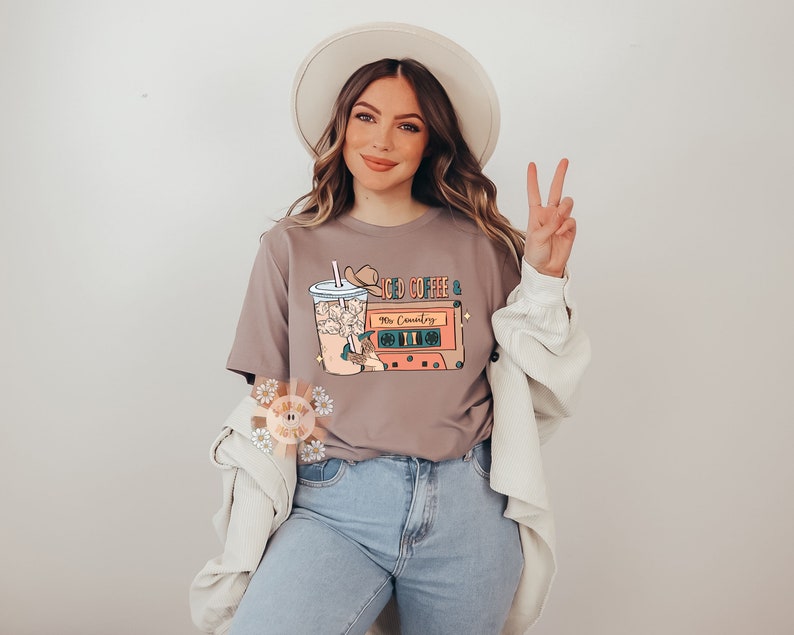 Iced Coffee and 90s Country PNG-Western Sublimation Digital Design Download-country music png, cowgirl png, cowboy png, adult png design image 2