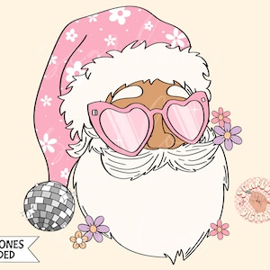 Disco Santa Claus PNG-Christmas Sublimation Digital Design Download-christmas flowers, preppy santa png, groovy christmas png, disco png