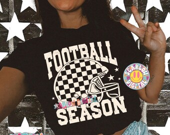Football Season PNG Digital Design, retro football png, single color png, football team png, checker png, simple football designs, trendy