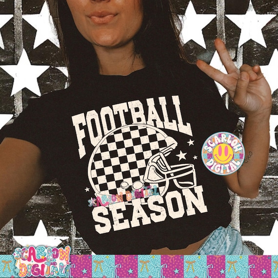 Football Season PNG Digital Design, retro football png, single color png, football team png, checker png, simple football designs, trendy