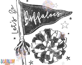 Let's Go Buffaloes PNG Digital Design Download, pom pom png, football png, sports png, single color png, school spirit png, team spirit png