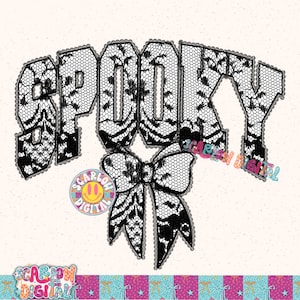 Laced Spooky Bow PNG Digital Design, lace detail png, ghosts png, coquette png, halloween bows png, spooky season png, frilly png file