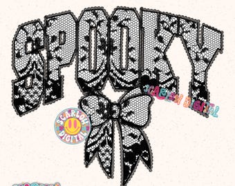 Laced Spooky Bow PNG Digital Design, lace detail png, ghosts png, coquette png, halloween bows png, spooky season png, frilly png file
