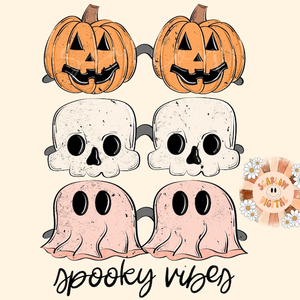 Spooky Vibes PNG-Halloween Sublimation Digital Design Download-halloween sunglasses png, sunnies png, pumpkin png, skull png, ghost png